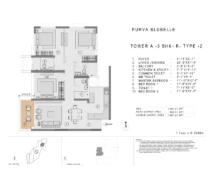Purva bluebell 3BHK