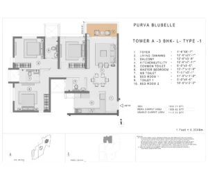 Purva bluebell 3BHK