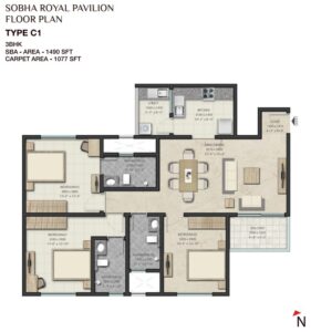 sobha royal pavillion 3 bhk